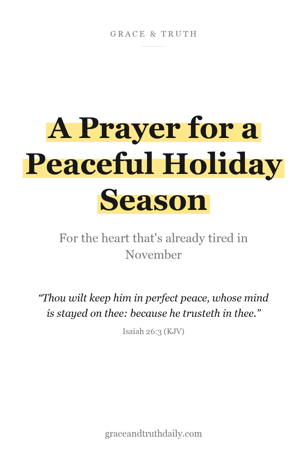 A Prayer for a Peaceful Holiday Season