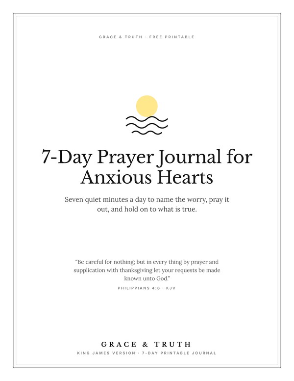 7-Day Prayer Journal for Anxious Hearts printable cover