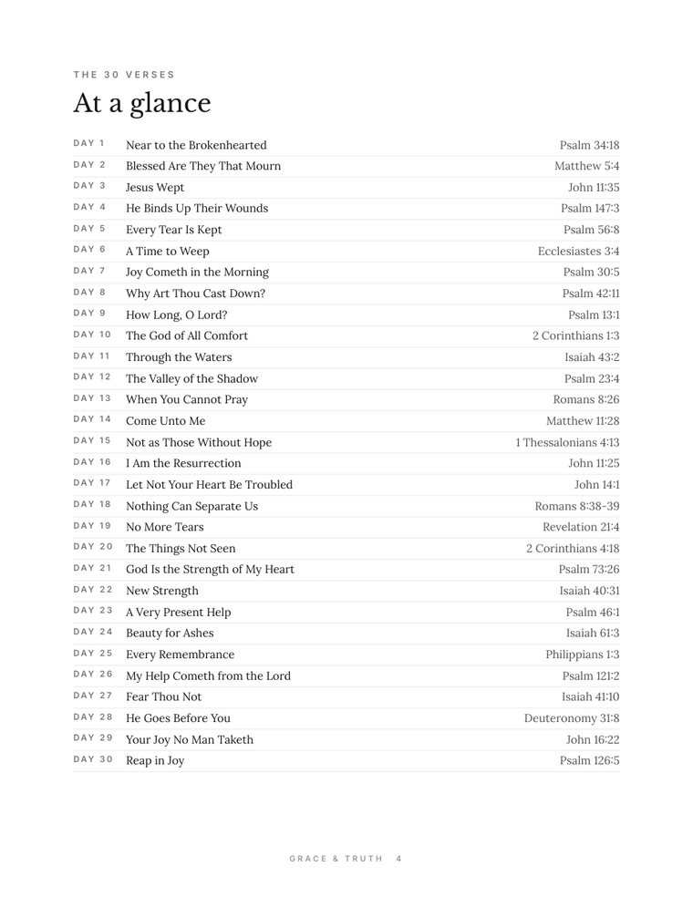 Comfort for Grieving Hearts: The 30 verses at a glance (page 4)
