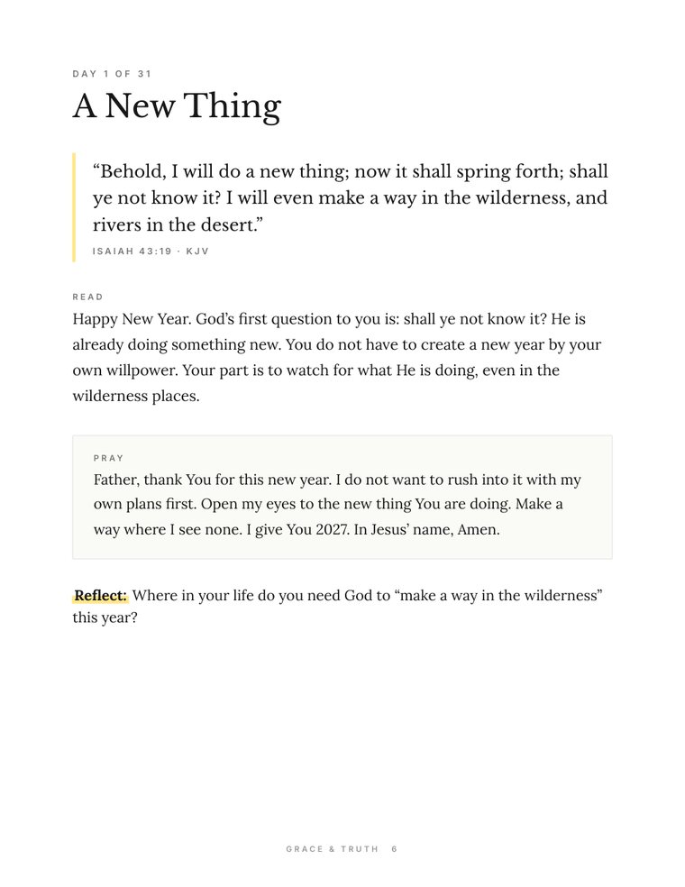New Mercies: Day 1: KJV verse, reading and prayer (page 6)